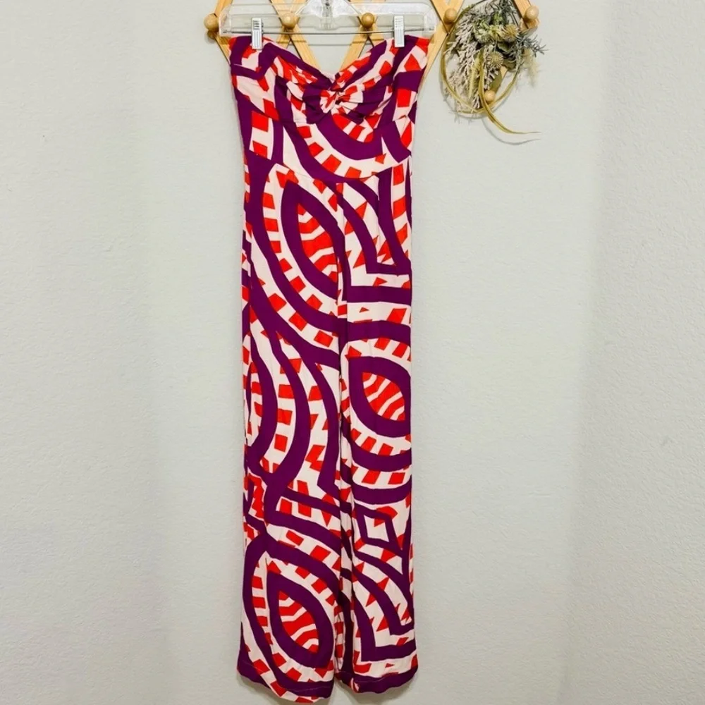 ❤️ Tracy Reese x Anthropologie Geometric Strapless Wide Leg Jumpsuit Size 6P